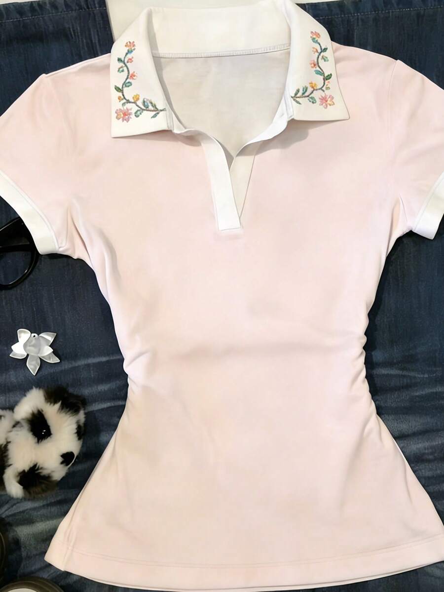 SHEIN قميص نسائي كاجوال بطبعة زهور ملونة