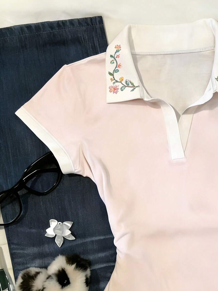 SHEIN قميص نسائي كاجوال بطبعة زهور ملونة