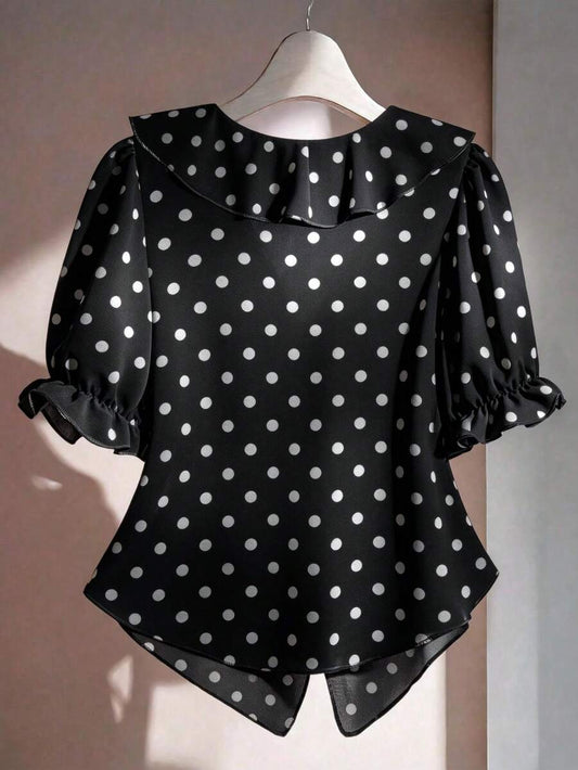 SHEIN Franclia بلوزة كاجوال بأكمام بشكل بتلة