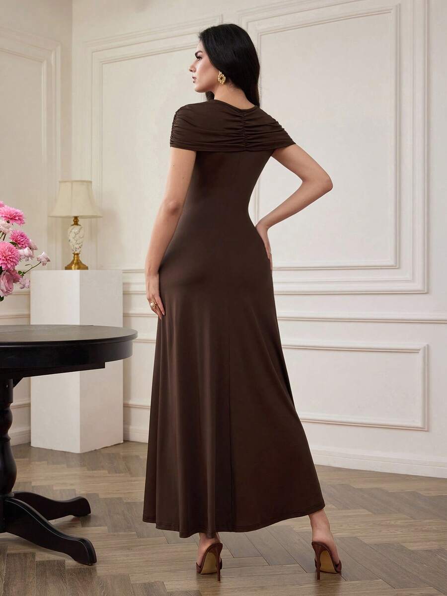 SHEIN Modelyn فستان أنيق بخصر مطوي وقصة مخصرة