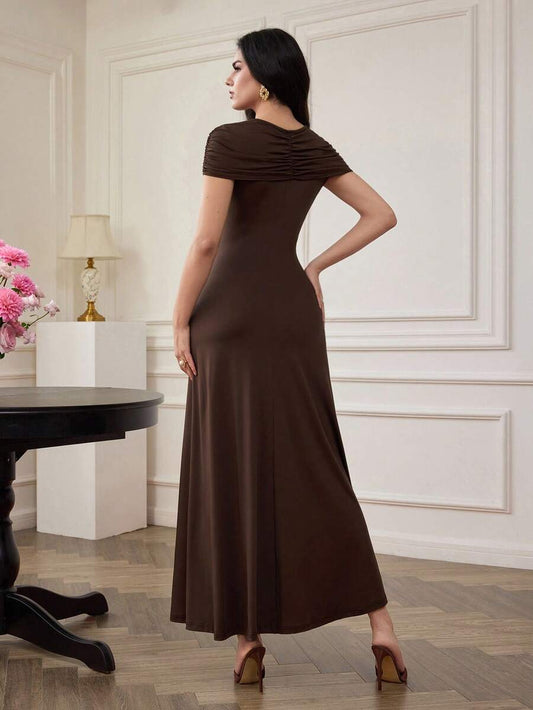 SHEIN Modelyn فستان أنيق بخصر مطوي وقصة مخصرة