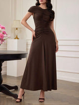 SHEIN Modelyn فستان أنيق بخصر مطوي وقصة مخصرة