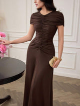 SHEIN Modelyn فستان أنيق بخصر مطوي وقصة مخصرة