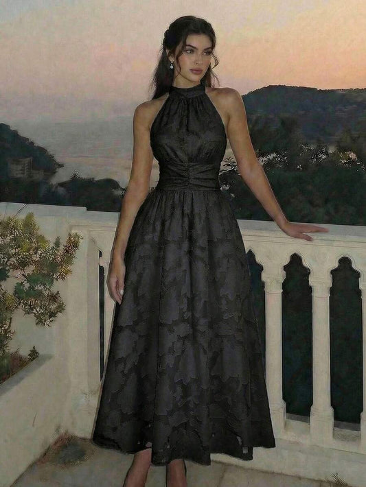 SHEIN MOD فستان أسود أنيق بدون أكمام بنسيج محبوك