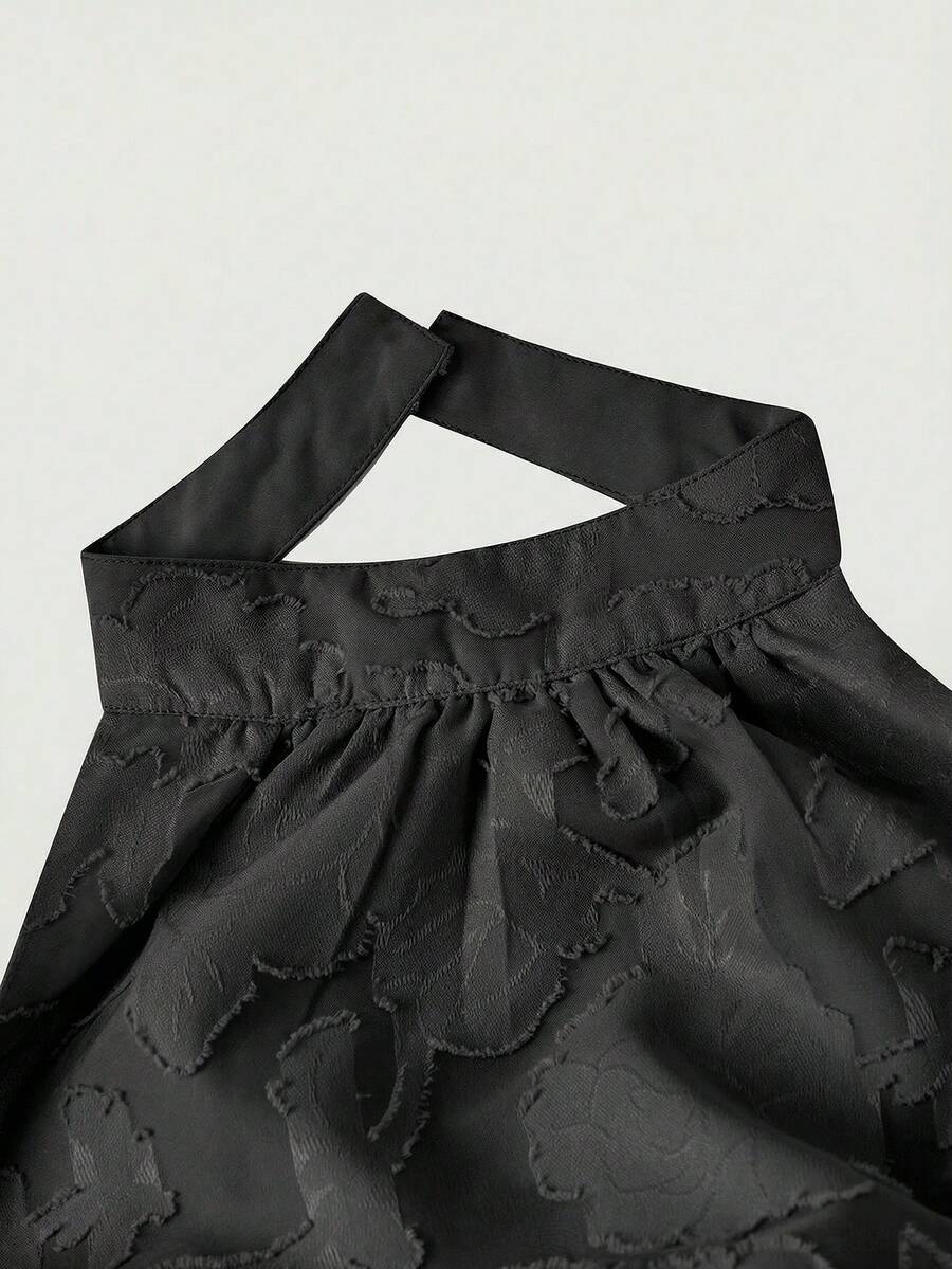 SHEIN MOD فستان أسود أنيق بدون أكمام بنسيج محبوك