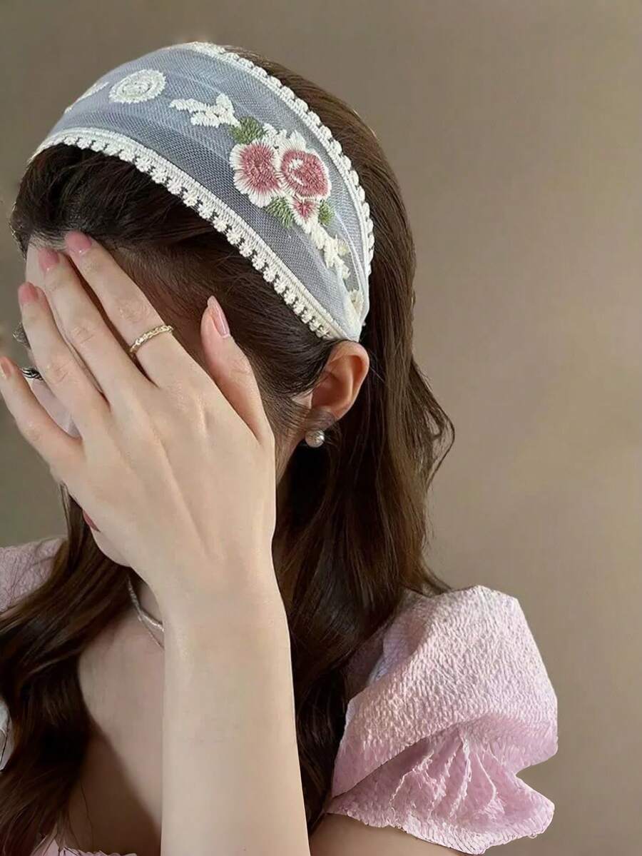 SHEIN عصابة رأس 3 قطع مطرزة بالزهور