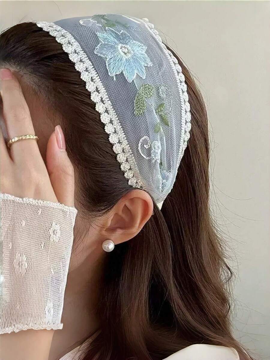 SHEIN عصابة رأس 3 قطع مطرزة بالزهور