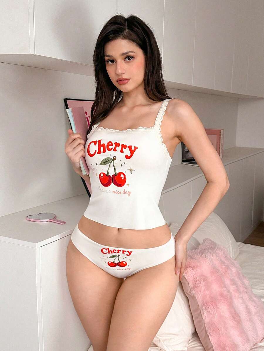 SHEIN PetitDoll طقم لانجري قطعتين مزين بالتطريز والتصميم المرقع