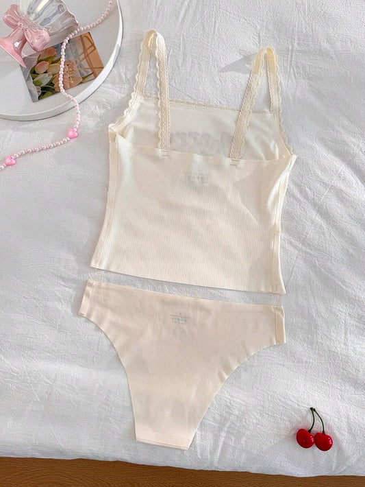 SHEIN PetitDoll طقم لانجري قطعتين مزين بالتطريز والتصميم المرقع