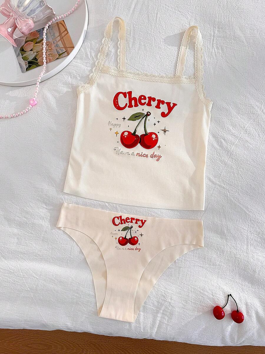 SHEIN PetitDoll طقم لانجري قطعتين مزين بالتطريز والتصميم المرقع