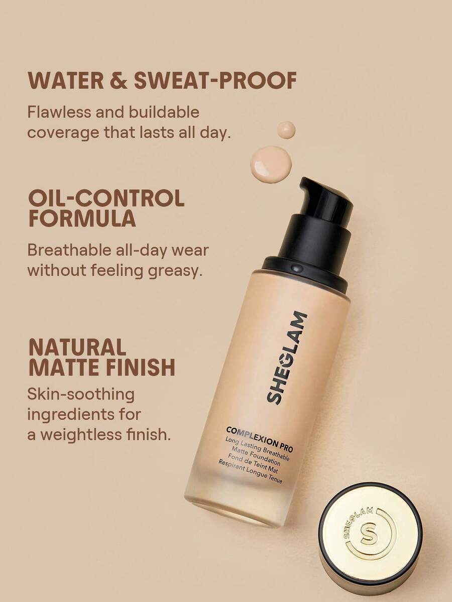 SHEGLAM Complexion Pro كريم أساس مطفي يدوم طويلاً بتغطية كاملة