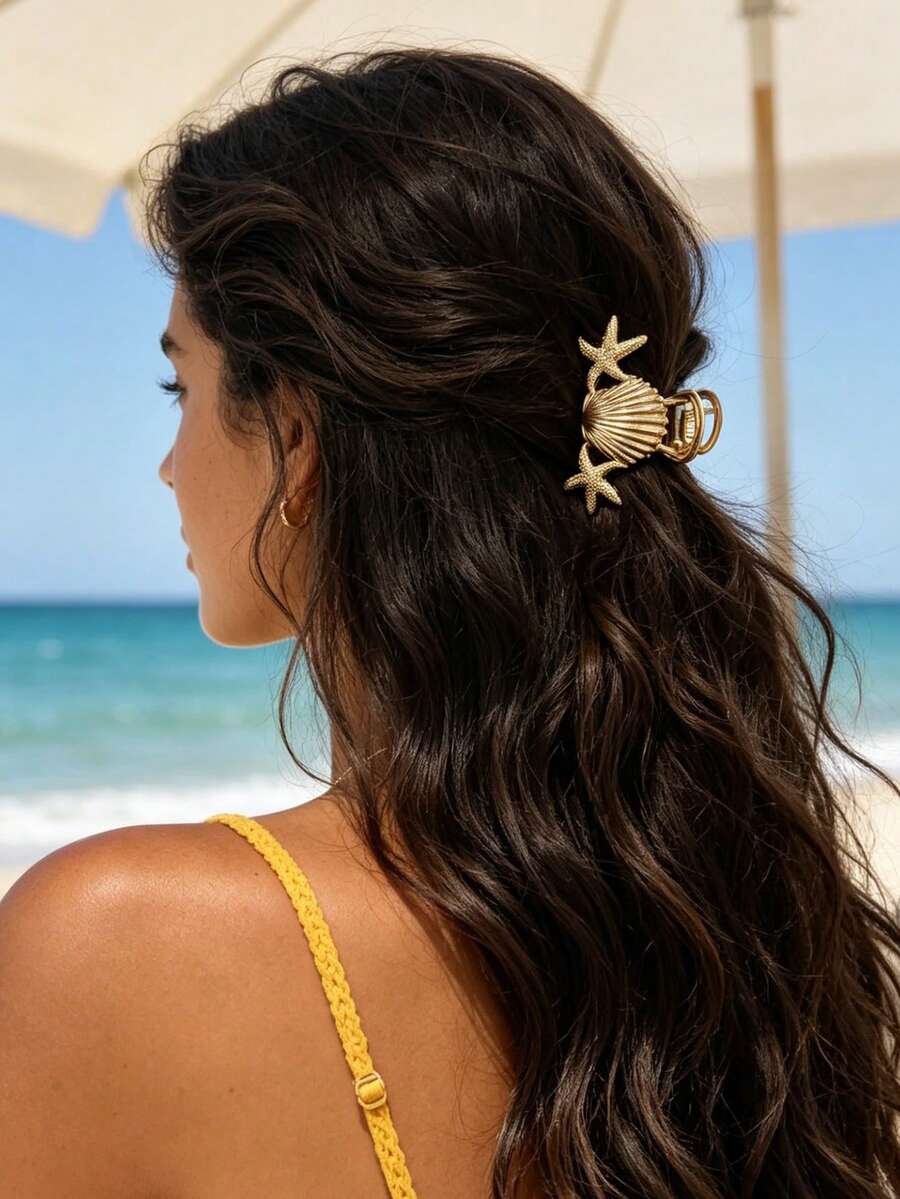 SHEIN مشبك شعر ذهبي بتصميم كائنات بحرية