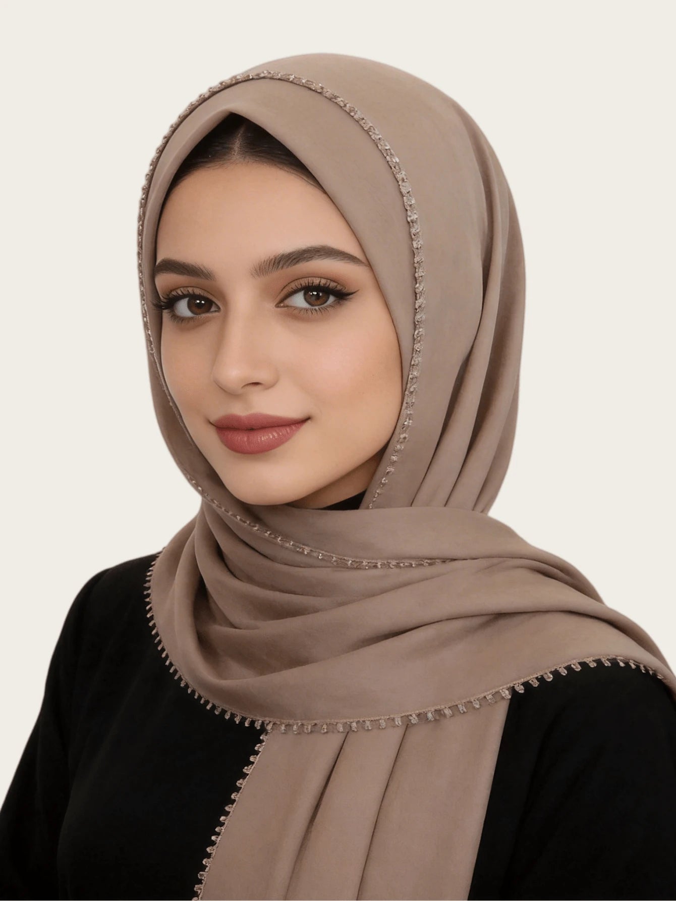 SHEIN وشاح حجاب ماليزي مستطيل بحواف زهرية دقيقة