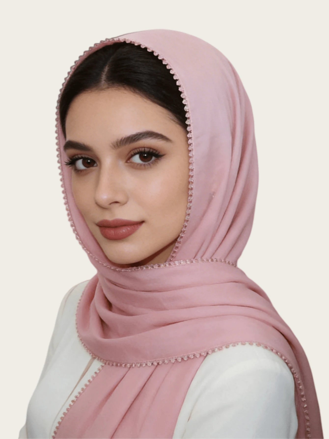 SHEIN وشاح حجاب ماليزي مستطيل بحواف زهرية دقيقة