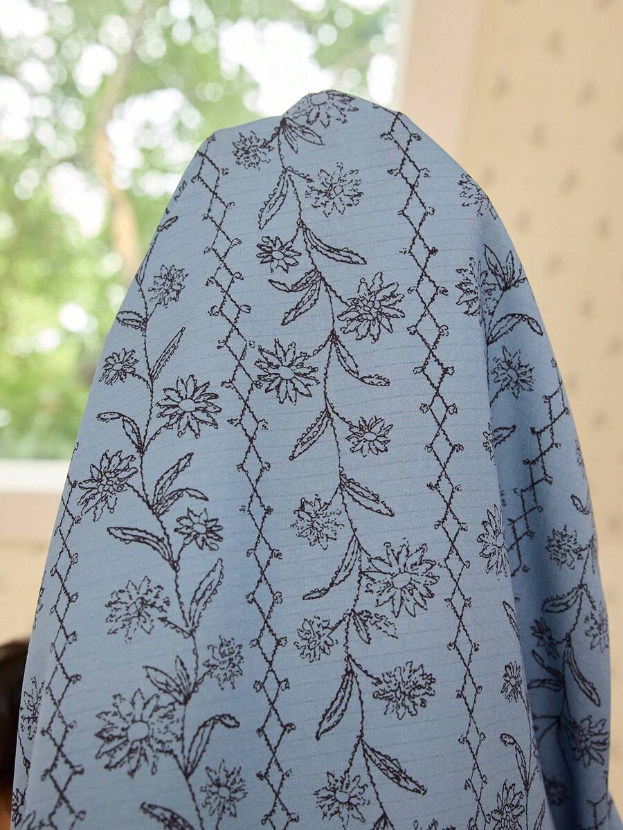 SHEIN CottageSlumber فستان نوم شيفون بطبعة زهور بلون أزرق