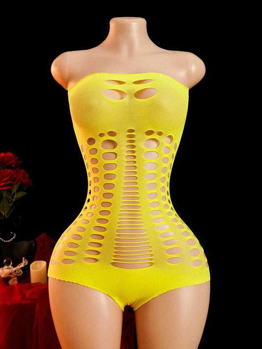 SHEIN ChaseTheNight جمبسوت بدون حمالات باللون الأصفر