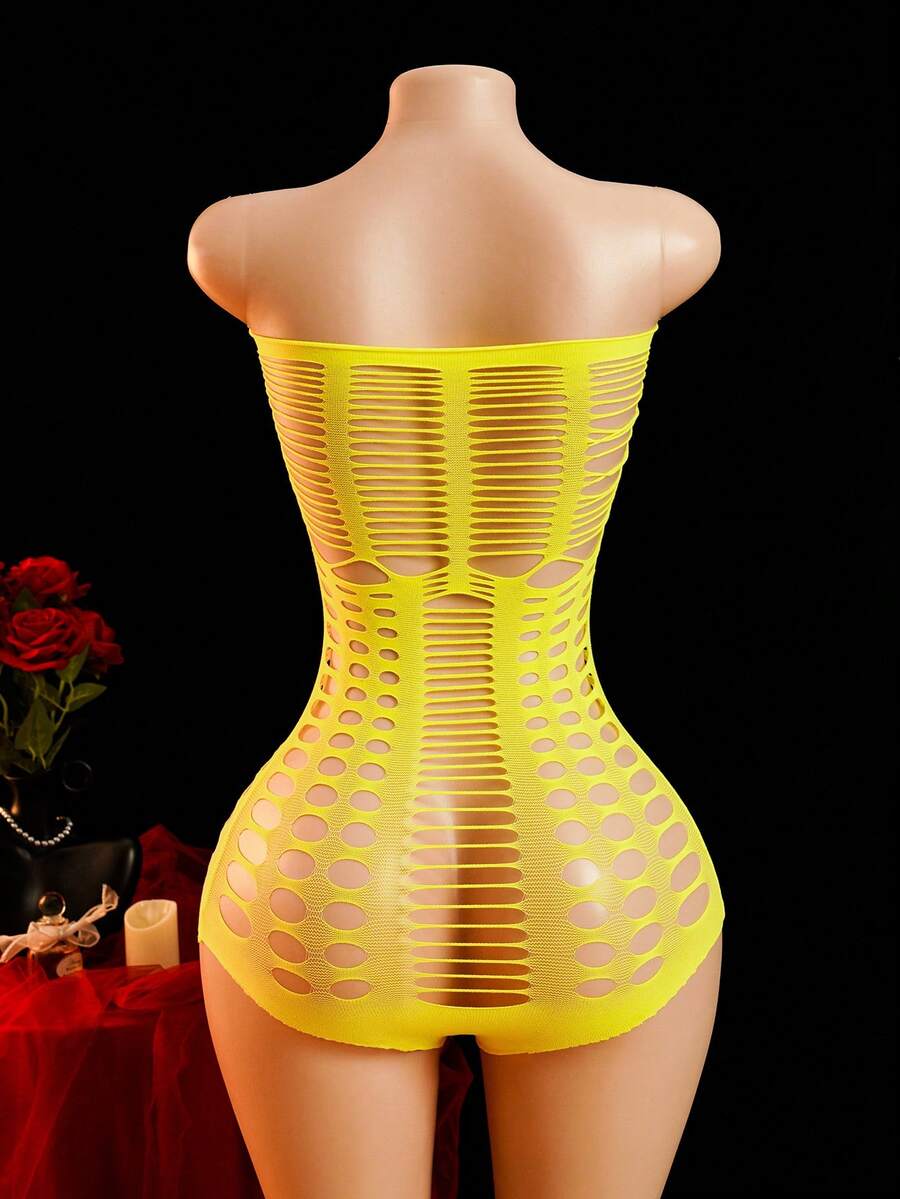 SHEIN ChaseTheNight جمبسوت بدون حمالات باللون الأصفر