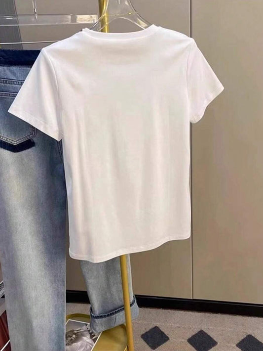 SHEIN Resyla تي شيرت نسائي فضفاض بطبعة زهور مائية