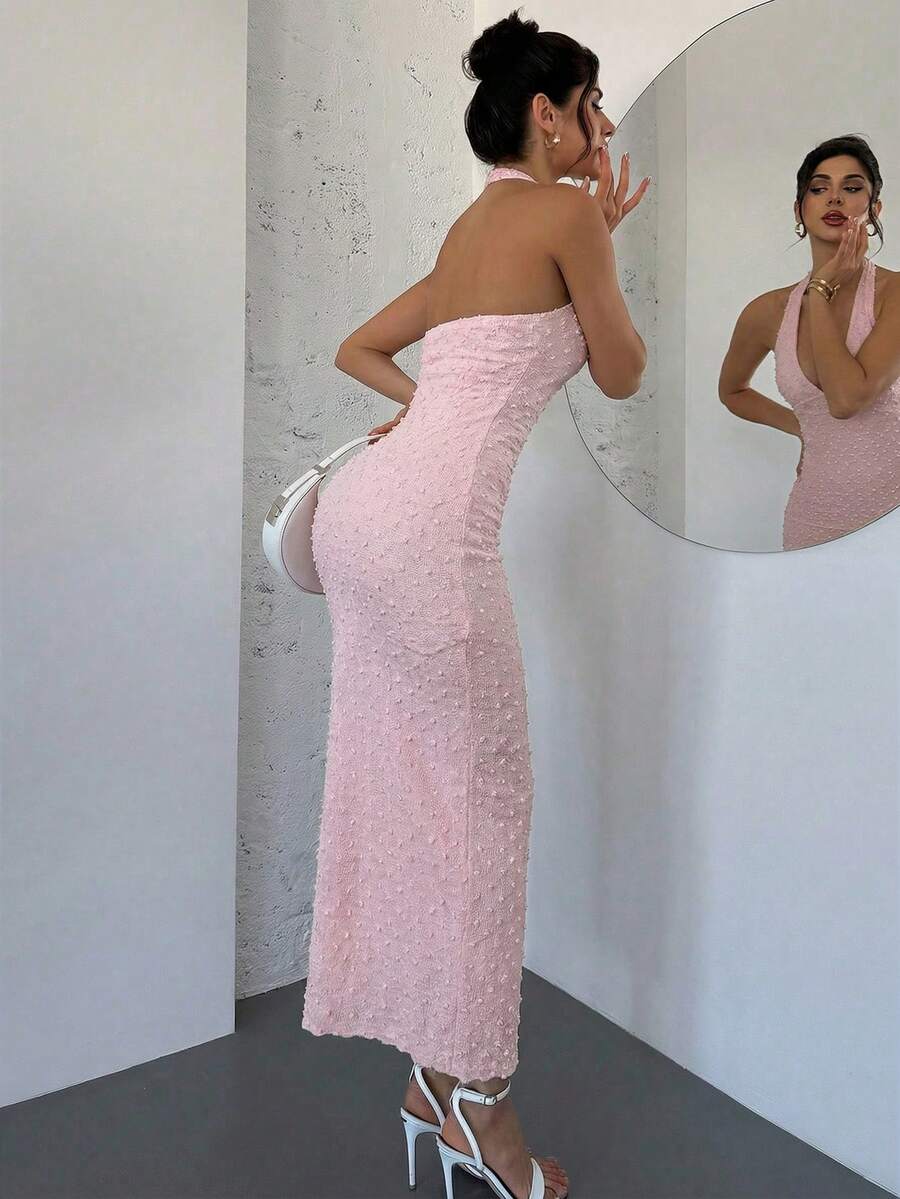 SHEIN Firerie فستان ماكسي ضيق بلون وردي فاتح بدون أكمام