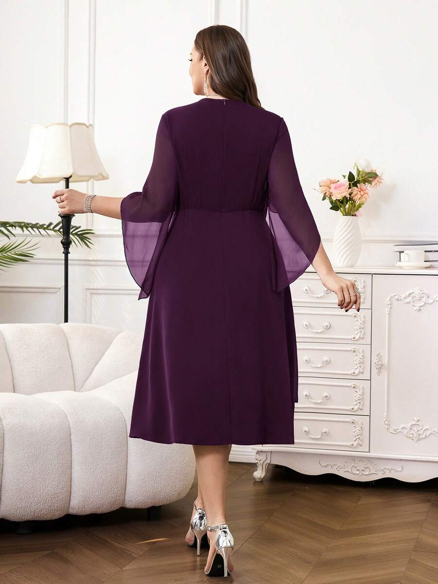 SHEIN Reflora فستان سادة للمقاسات الكبيرة بلون أرجواني