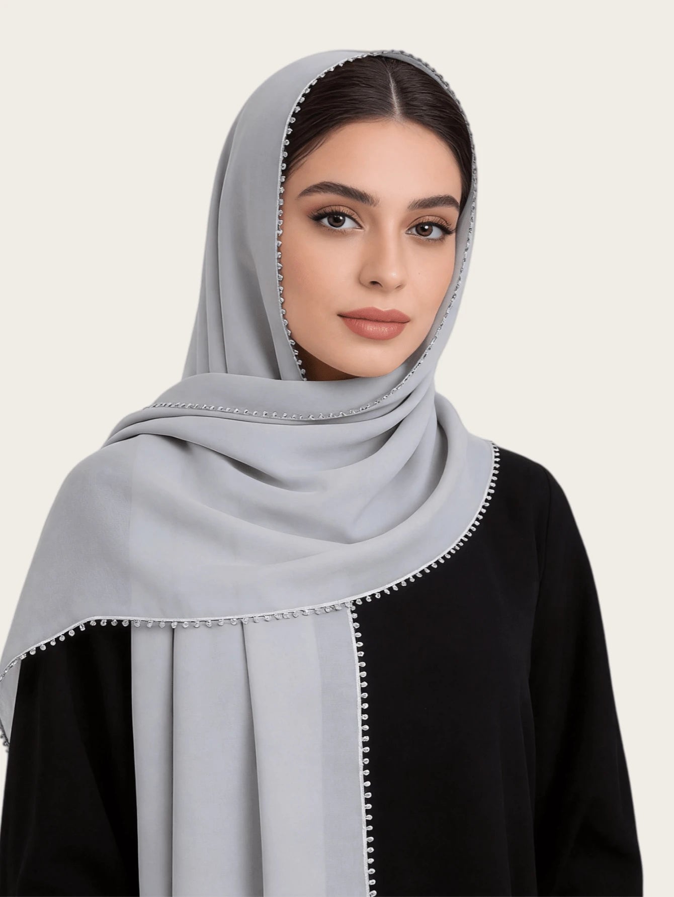 SHEIN وشاح حجاب ماليزي مستطيل بحواف زهرية دقيقة