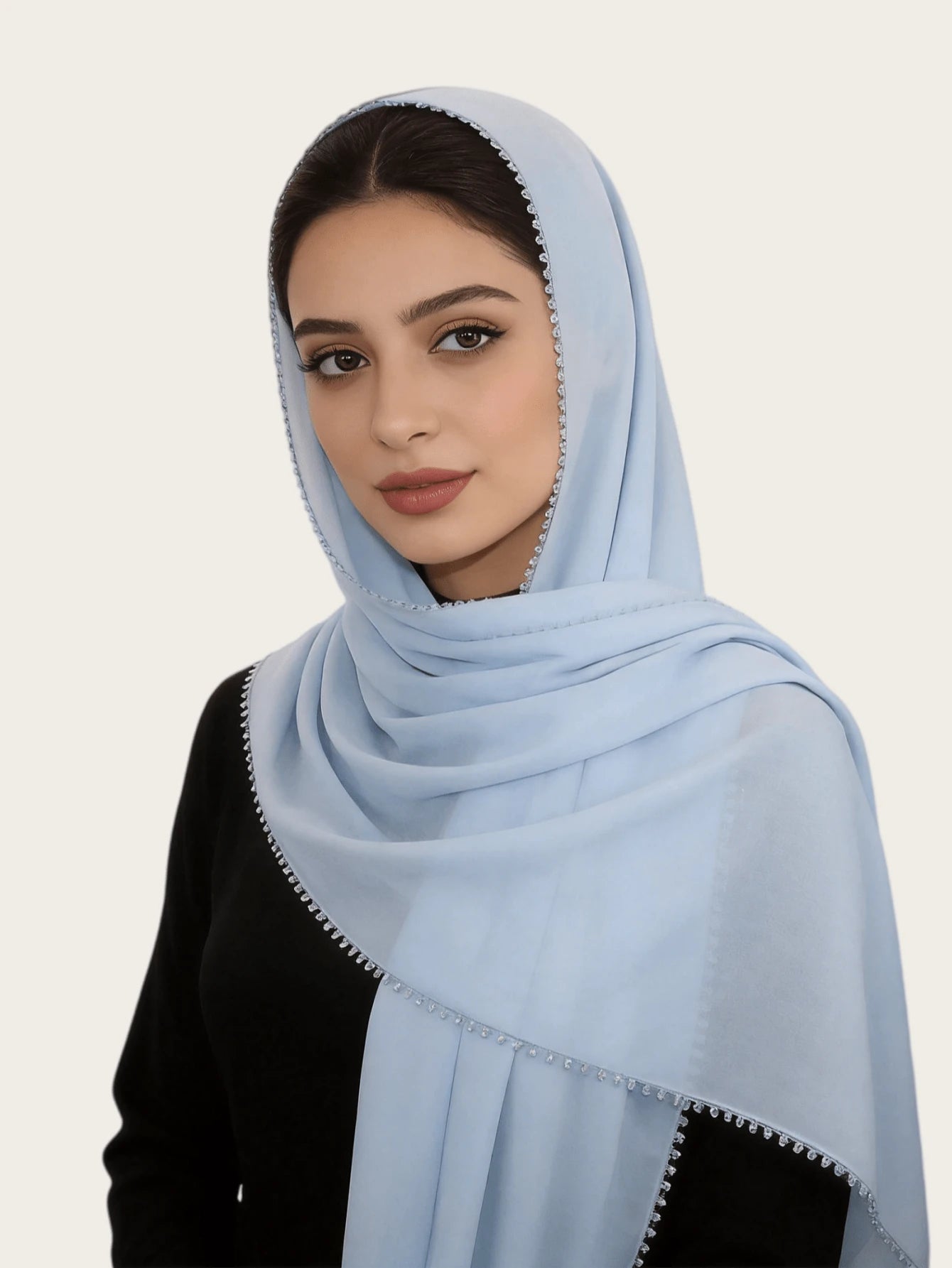 SHEIN وشاح حجاب ماليزي مستطيل بحواف زهرية دقيقة