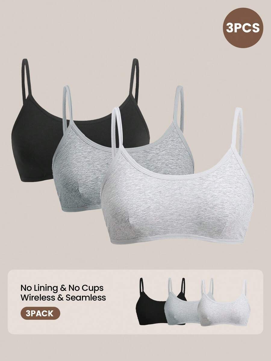 SHEIN Barelissa طقم حمالات صدر سادة 3 قطع