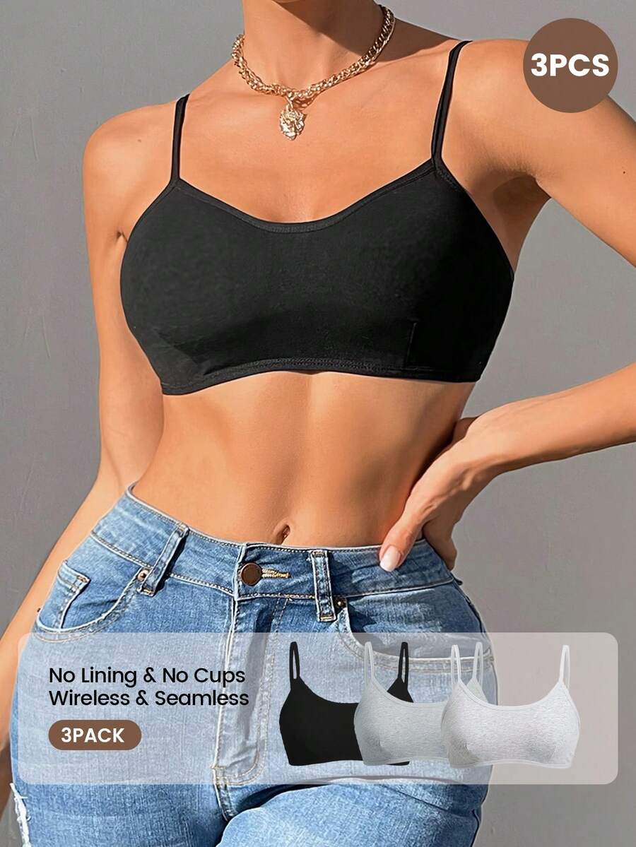 SHEIN Barelissa طقم حمالات صدر سادة 3 قطع