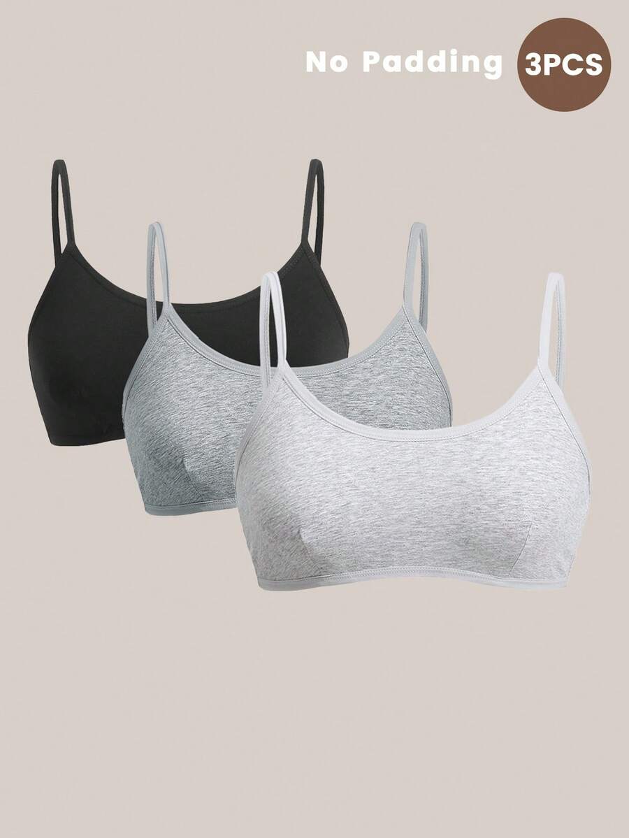 SHEIN Barelissa طقم حمالات صدر سادة 3 قطع