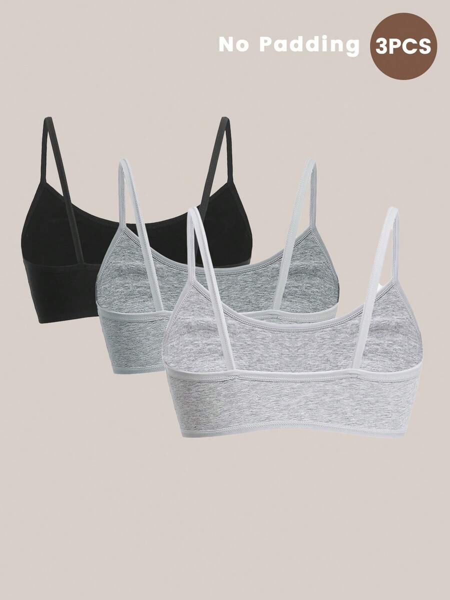 SHEIN Barelissa طقم حمالات صدر سادة 3 قطع