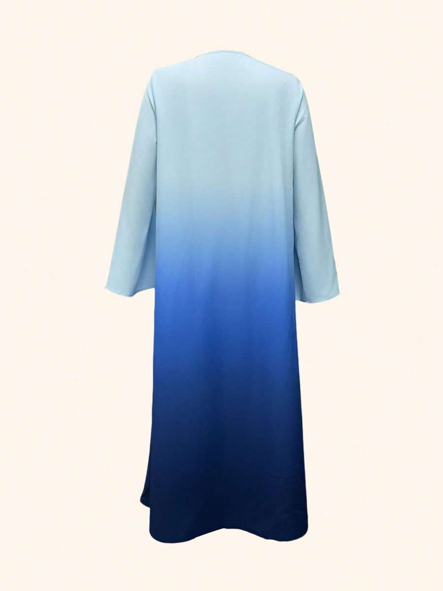 SHEIN عباية كارديجان بتدرج أزرق فاتح أنيقة