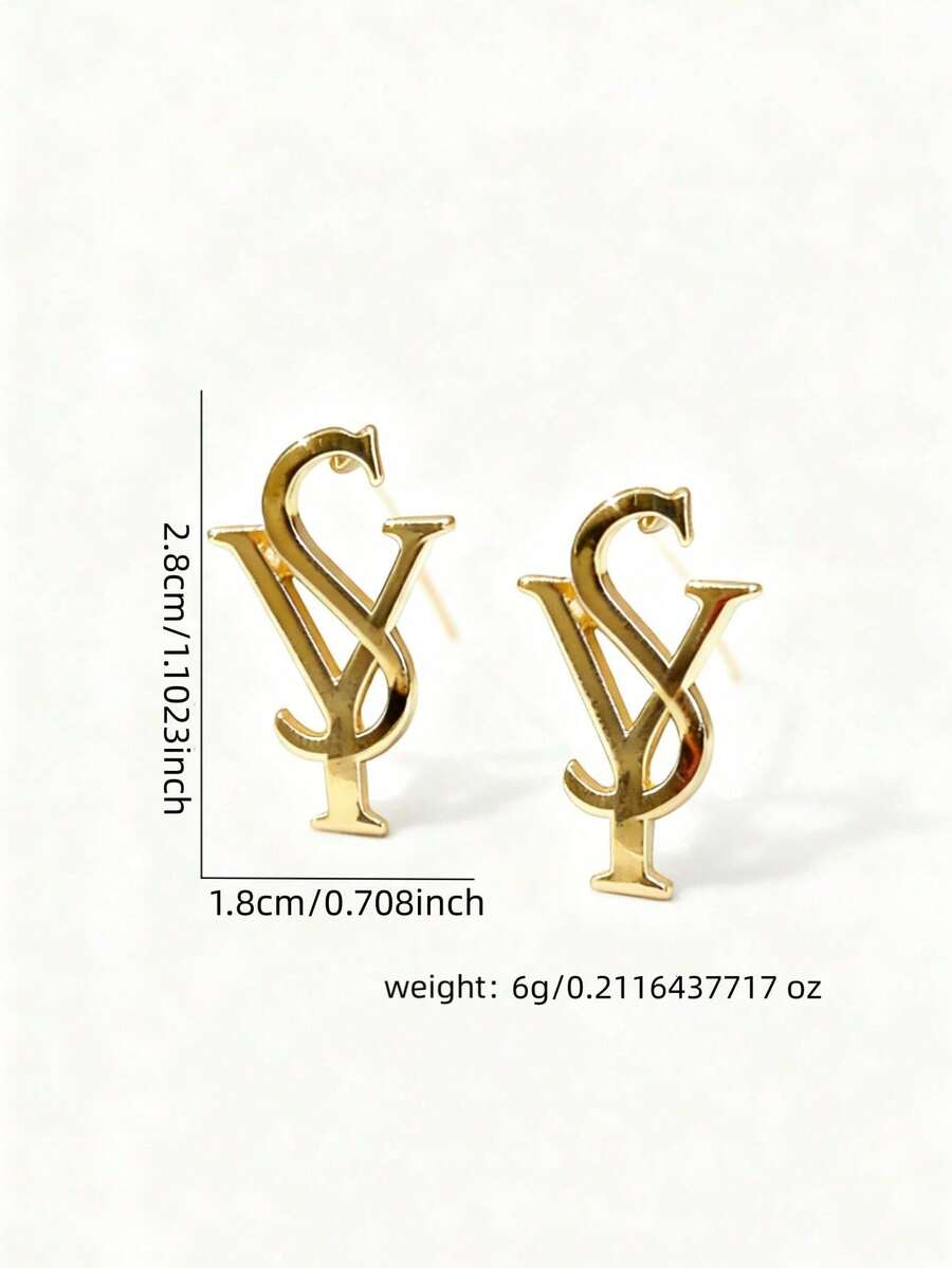 SHEIN زوج أقراط هندسية غير متماثلة