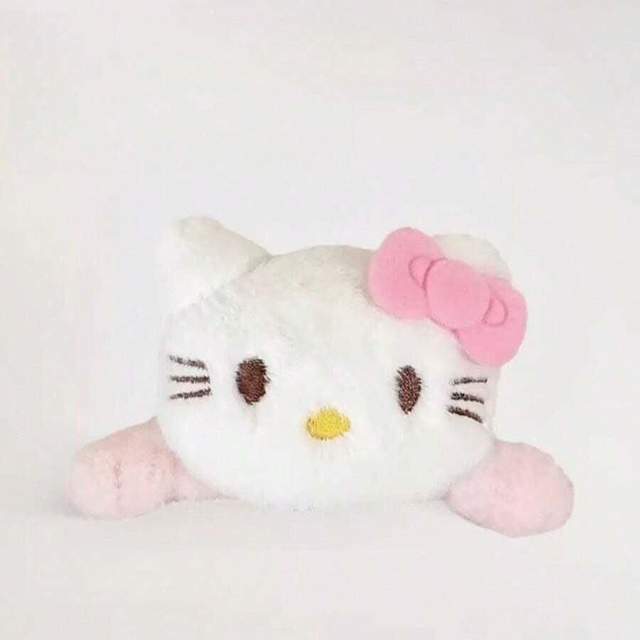 SHEIN SANRIO مشبك شعر هالو كيتي من الفرو الناعم باللون الوردي