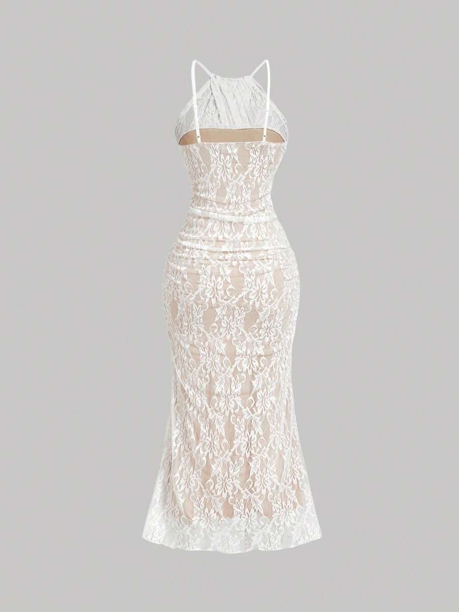 SHEIN Skyraze فستان أبيض دانتيل