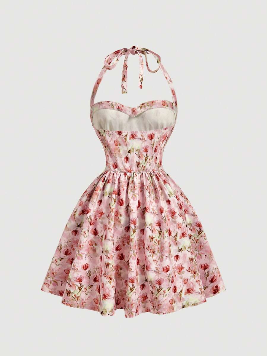 SHEIN MOD فستان بندو بطبعة زهور بتصميم بسيط وأنيق