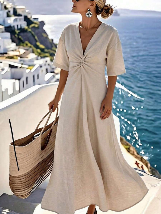 SHEIN Breezaya فستان ماكسي سادة بتصميم مجدول أنيق