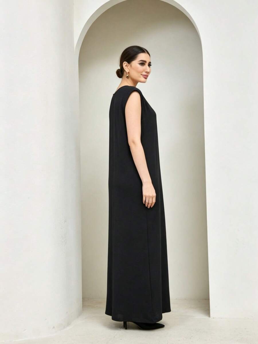 SHEIN CEY عباية سوداء من قماش خفيف قابل للتنفس