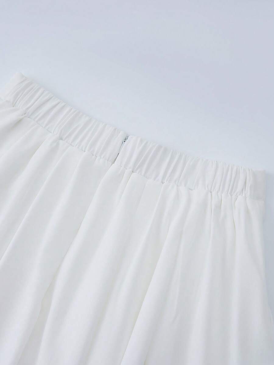 SHEIN تنورة بيضاء كاجوال بخصر عالي