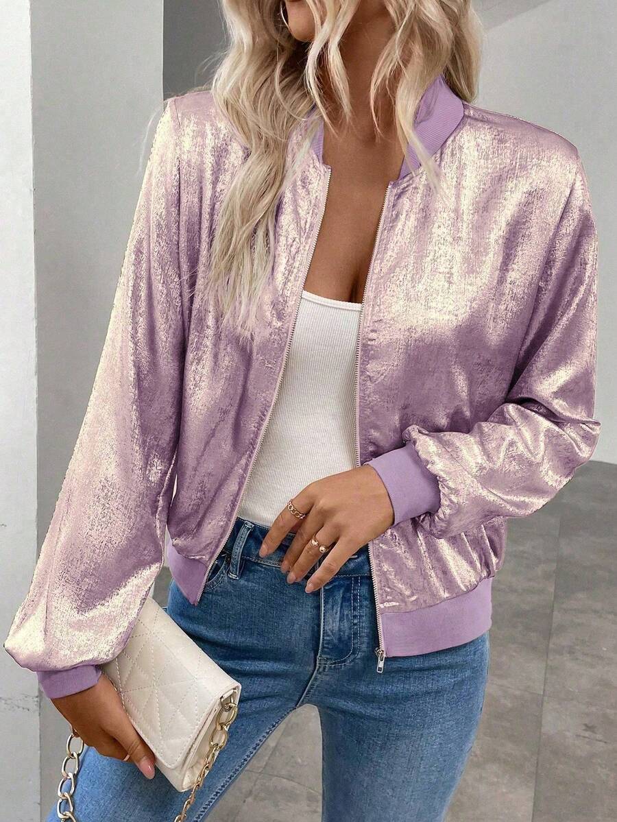 SHEIN Kiki Bloomly جاكيت نسائي خفيف بأكمام طويلة