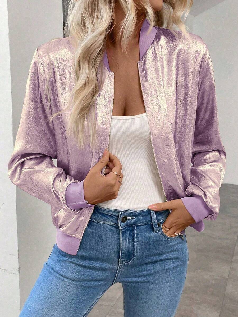 SHEIN Kiki Bloomly جاكيت نسائي خفيف بأكمام طويلة