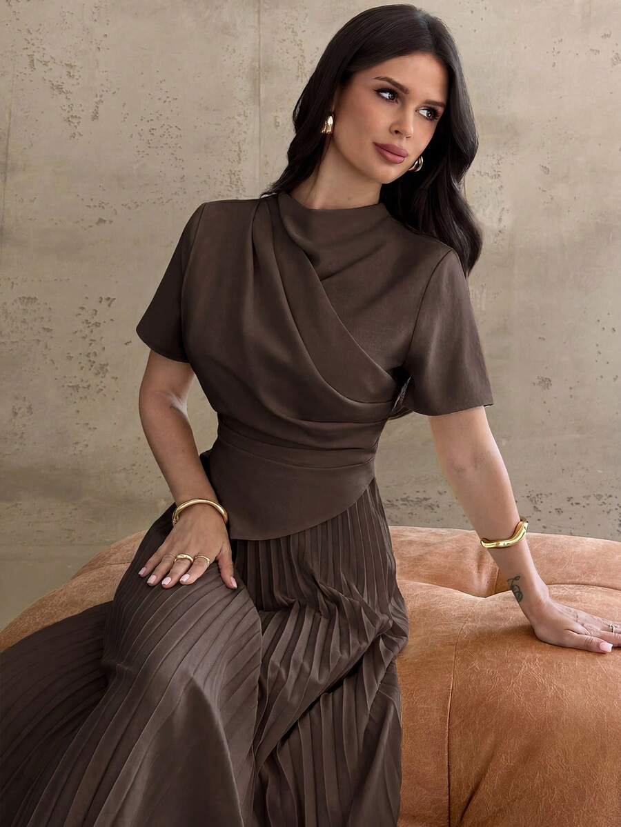 SHEIN Firerie فستان بحافة غير متماثلة بتصميم رومانسي أنيق
