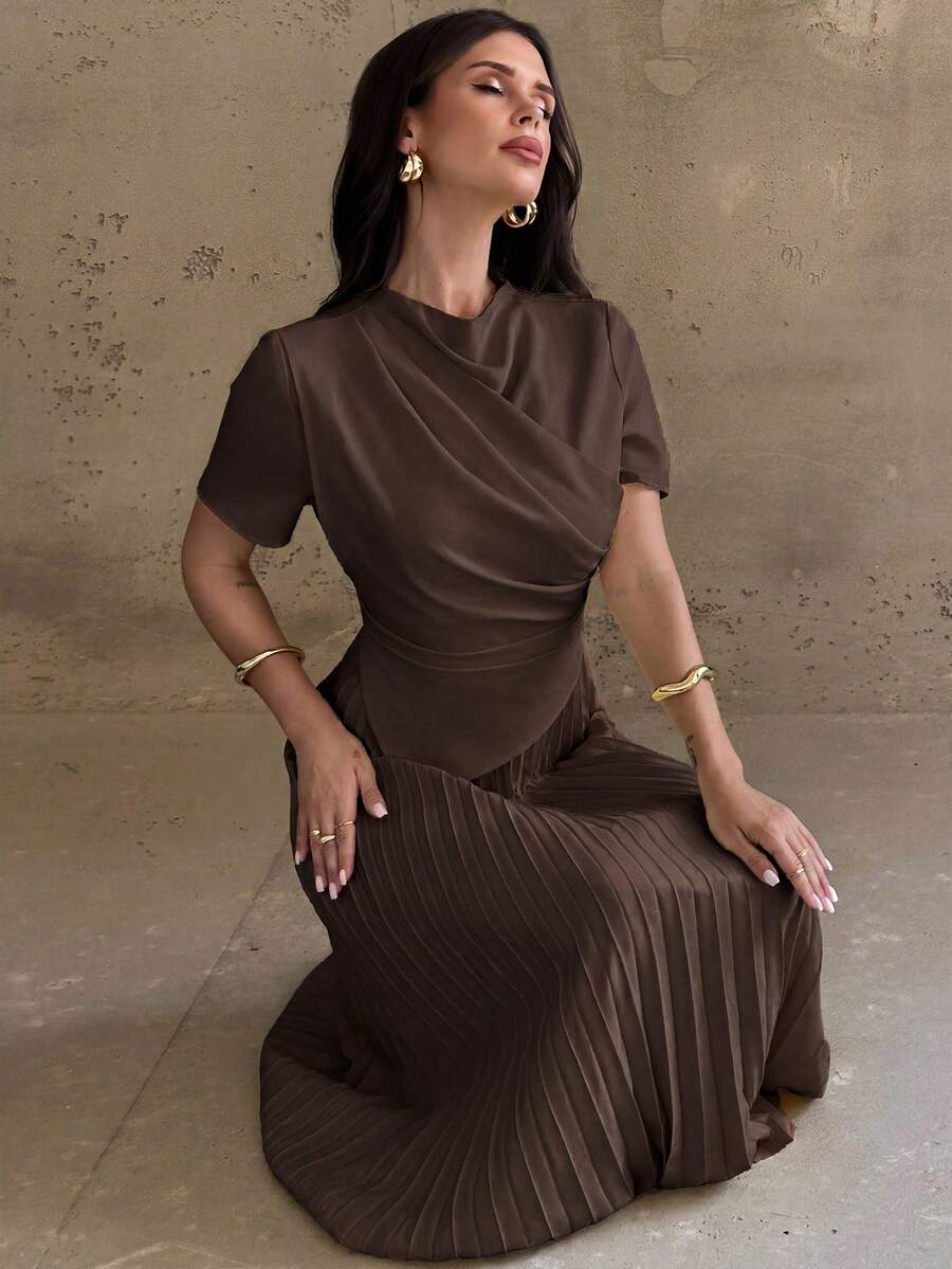 SHEIN Firerie فستان بحافة غير متماثلة بتصميم رومانسي أنيق