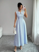 SHEIN Selianne فستان أزرق مخطط مخصر