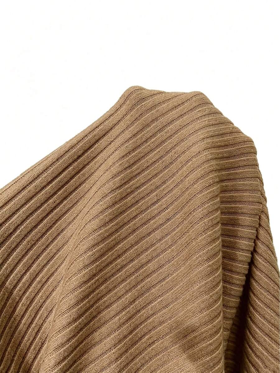 SHEIN Franclia بوديسوت محبوك برقبة مربعة وخصر ضيق باللون الكاكي