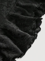 SHEIN MOD بلوزة سوداء بأكمام جرس وكشكشة كتف وذيل مزين بالدانتيل