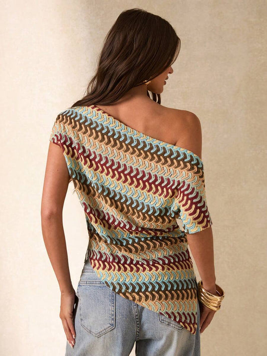 SHEIN BAE بلوزة كاجوال بنسيج محبب مريحة