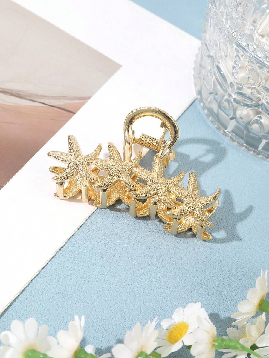 SHEIN مشبك شعر ذهبي بتصميم كائنات بحرية