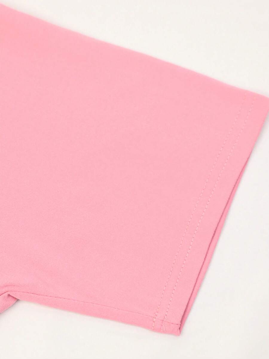 SHEIN EMERY ROSE تي شيرت بطبعة كائنات بحرية بلون وردي فاتح