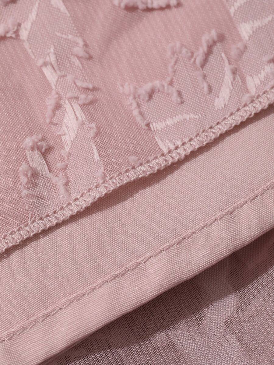 SHEIN DAZY فستان وردي طويل بقماش ذو ملمس مموج