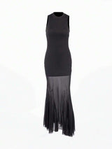 SHEIN فستان شيفون أسود محبوك شفاف